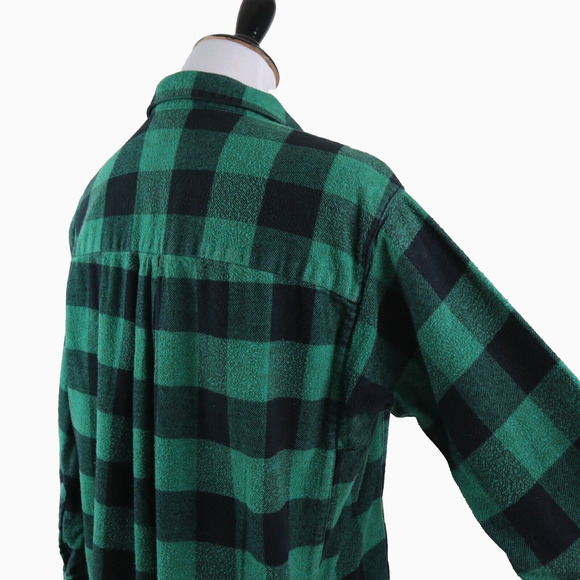 Madewell Size S Buffalo Check Flannel Shirt Plaid Green Black - Picture 5 of 10